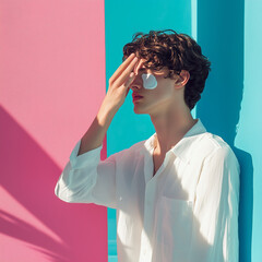 portrait of a young man for skincare ad