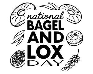 National Bagel and Lox Day Vector Illustration, Delicious Breakfast Food and Brunch Graphic