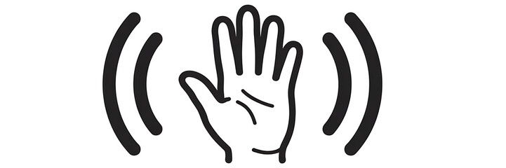 Obraz premium Hand Signal Icon with Radiating Waves Concept for Smart Home Control and Motion Sensing