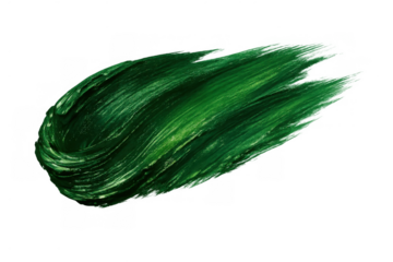 Green paint stroke spreading across the surface, creating a dynamic smear with visible texture and artistic flow. Transparent background
