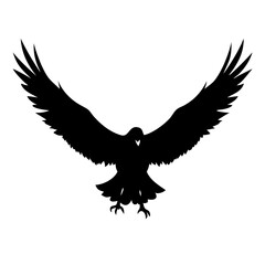 Obraz premium Eagle Silhouette Vector – Majestic Flying Hawk Mascot Graphic for Team Logos and American Patriotism Branding