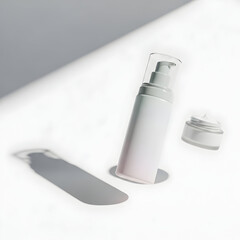 White Cosmetic Pump Bottle and Accessories.