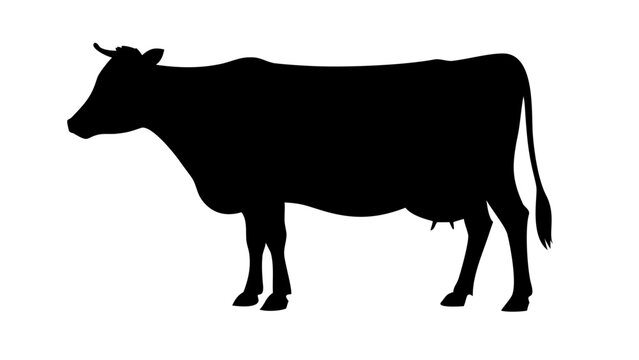 Holstein Friesian Dairy Cow Silhouette Vector &ndash; Standing Farm Animal Cattle Graphic