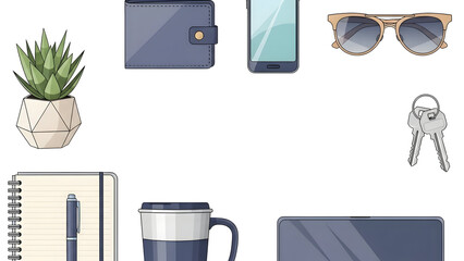 Assorted Personal Accessories and Office Supplies.