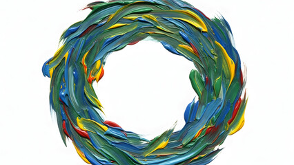 Colorful Wreath on White Background.