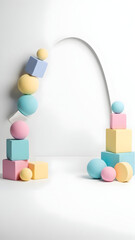 Colorful Wooden Blocks and Shapes Arranged.