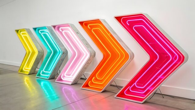 A vibrant rainbow of colored paper clips is arranged neatly alongside a yellow pencil, red crayon, and green felt pen to create a stack of essential art supplies for school education and drawing - Powered by Adobe