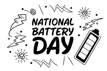 National Battery Day Vector Illustration, Energy and Power Concept Design, Electronic Device Graphic