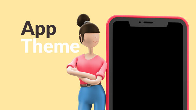 Explainer Girl Mobile App Close Up