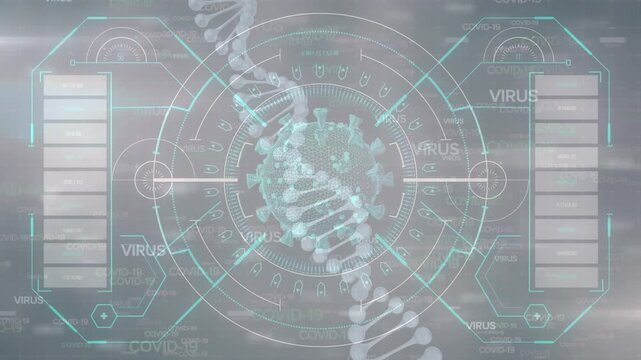 Animation of dna and biological data on digital screen