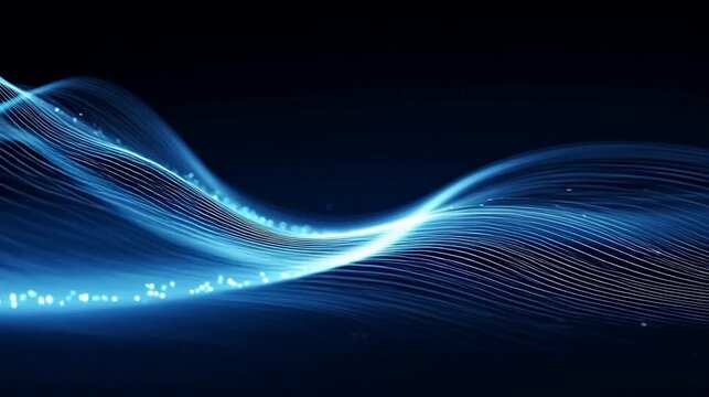 Blue glowing wave lines on dark background