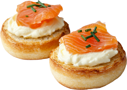 Salmon canape appetizer snack with cream cheese - Powered by Adobe