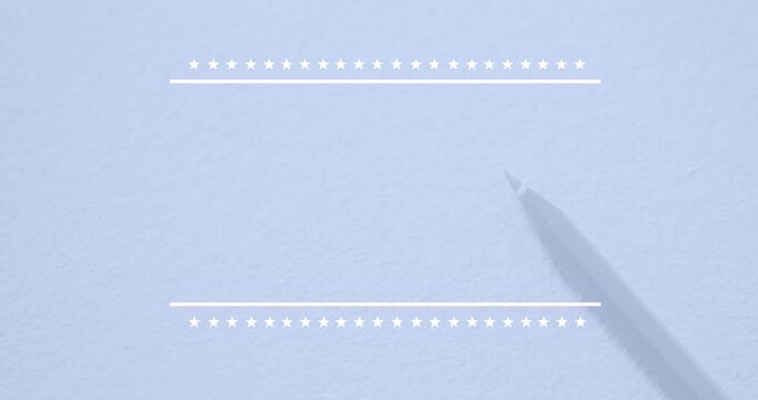 Animation of banner with copy space over close up of a pencil against blue background