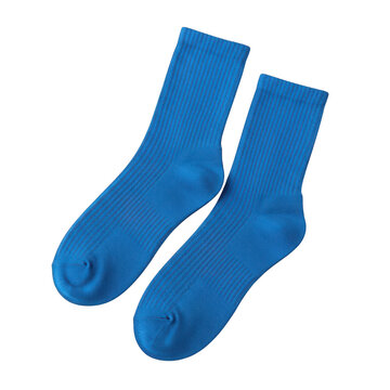 Bright blue socks isolated on transparent background