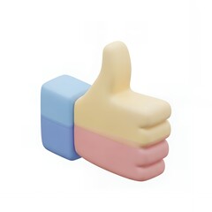 Fototapeta premium 3D Render Thumbs Up Like Icon in Pastel Colors for Social Media