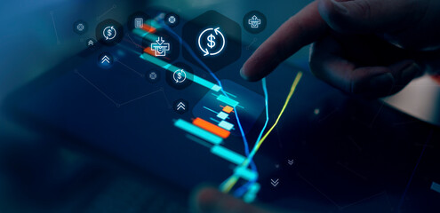 Cryptocurrency market analytics tablet interface future profits