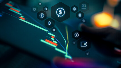 Cryptocurrency trading chart digital finance interface future growth