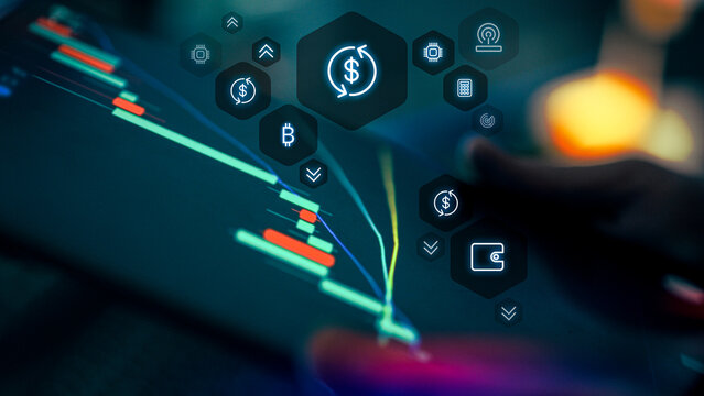 Cryptocurrency trading chart digital finance interface future growth - Powered by Adobe