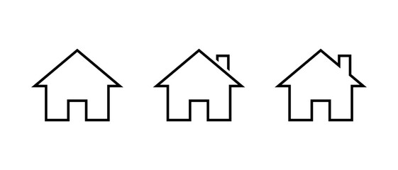 Fototapeta premium Home and house icon set in outline design. Real estate, residence, and property symbol