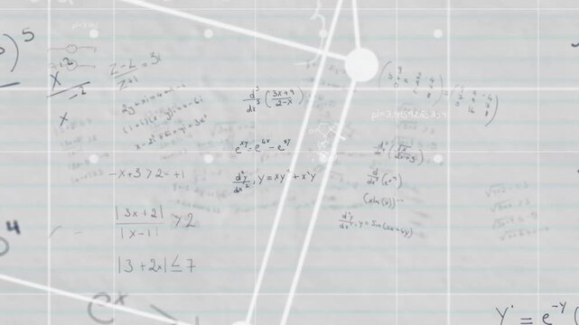 Animation of shapes and data processing on white background