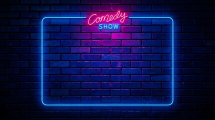 Comedy show neon frame background for entertainment promotion
