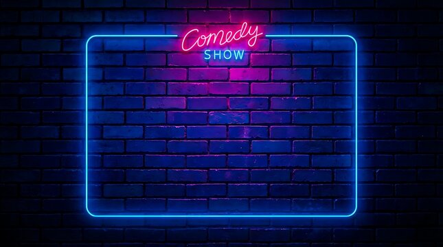 Comedy show neon frame background for entertainment promotion
