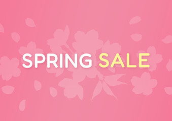 Minimal Spring Sale Banner with Sakura Flowers and Copy Space
