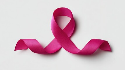 Pink awareness ribbon isolated on white background representing breast cancer support, healthcare advocacy, hope, charity campaign, and medical awareness concept