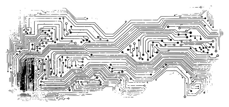 Abstract technology background featuring hand drawn circuit board lines and connections