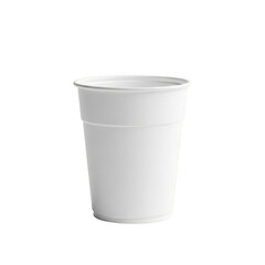 Single white plastic cup isolated on transparent background