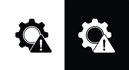 Gear warning sign flat design vector illustration - icon set in line, solid and filled outline style, Flat Vector icon, icon, Editable stroke icon, Modern icon collection