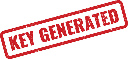 Official red grunge rubber stamp text indicating that a new key was generated