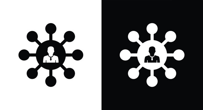 Network user icon set flat design vector illustration - icon set in line, solid and filled outline style, Flat Vector icon, icon, Editable stroke icon, Modern icon collection
