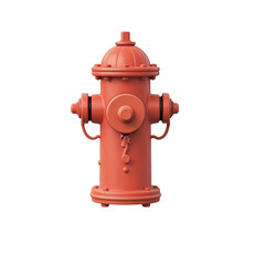 Fototapeta premium Fire hydrant in bright red color against a white background 