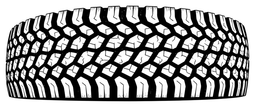 Detailed off road car tire tread texture with rugged pattern