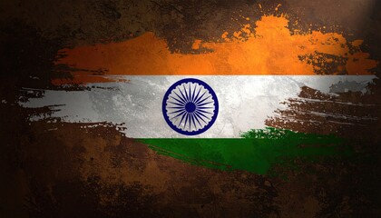 Grungy Indian Flag Theme Brown Background