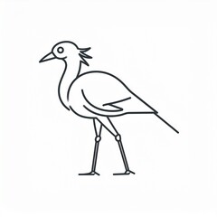 Obraz premium Minimalist Line Art Bird Silhouette Standing on Stilt Legs Vector Illustration