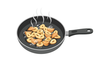 Sweet fruit slices and berries gently cooking in a pan, releasing flavorful steam during preparation