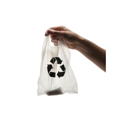 Hand holding recyclable plastic bag