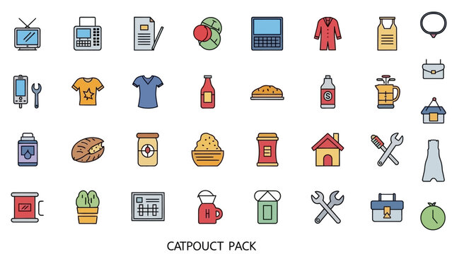 Collection of Various Cartoon Style Icons.