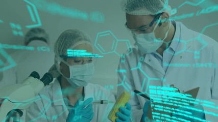 Animation of scientific data processing over diverse scientists in laboratory