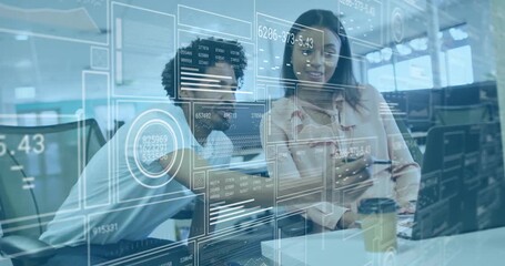 Tech team scrolling AR data on laptop then tapping smartphone for joint analysis - Powered by Adobe