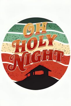 Christmas Oh Holy Night Logo Design.