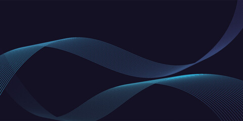 Dark abstract background featuring glowing, flowing wave lines in blue red color gradient. Futuristic design with shiny, smooth motion, perfect for technology-inspired visuals. Vector illustration.