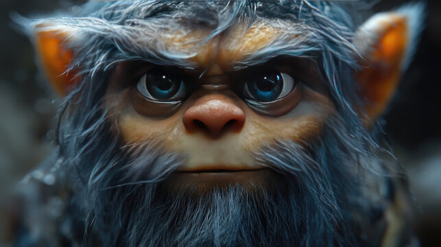 Portrait of a funny troll character
