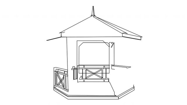 Self drawing continuous line gazebo animation