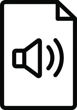 An audio file icon illustrating a document with a speaker and sound waves, representing multimedia content