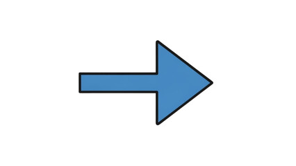 A blue arrow pointing to the right on a white background