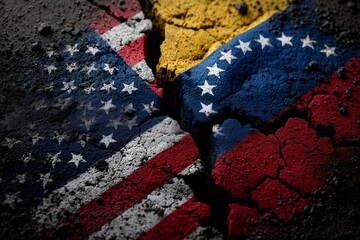 United states venezuela flags creating geopolitical conflict crack