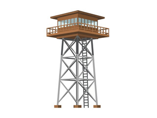 Elevated Lookout Towering Sentinel Illustration with Geometric Details